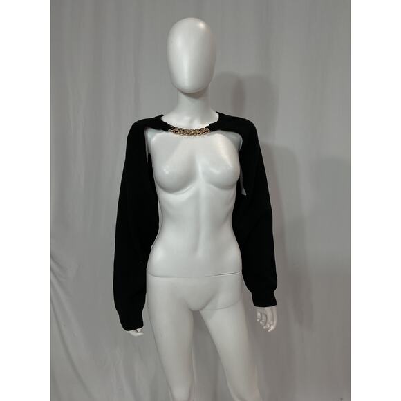 Bubish x Revolve 'Ava' Black With Gold Neckline Knit Bolero Pullover Size OS - Picture 2 of 4